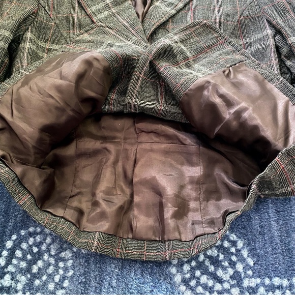 🍂 BETTY BARCLAY GREY RED PLAID WOOL BLEND BLAZER JACKET! - Picture 12 of 15